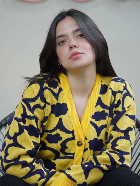 Cardigan flores amarillo