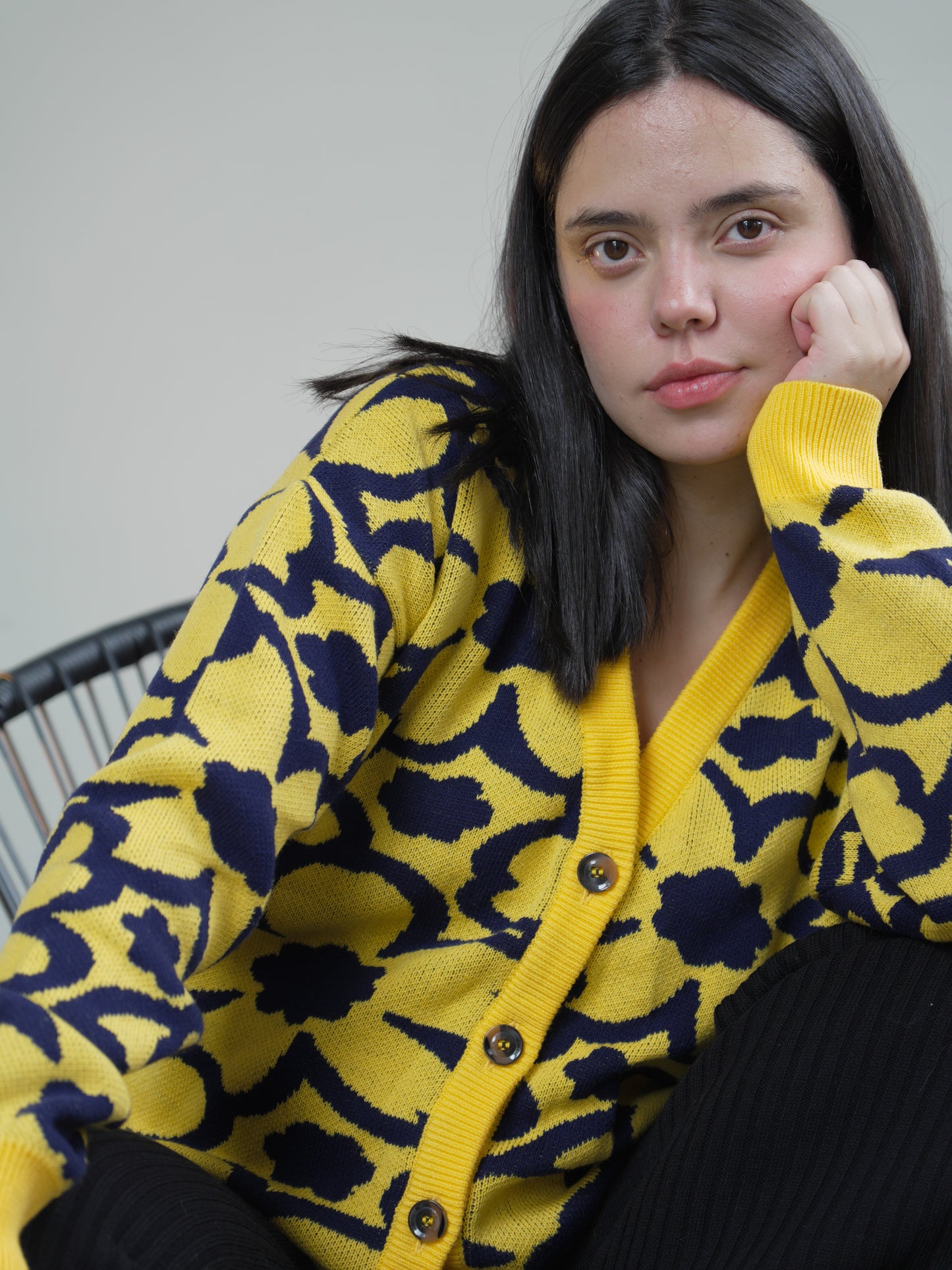 Cardigan flores amarillo