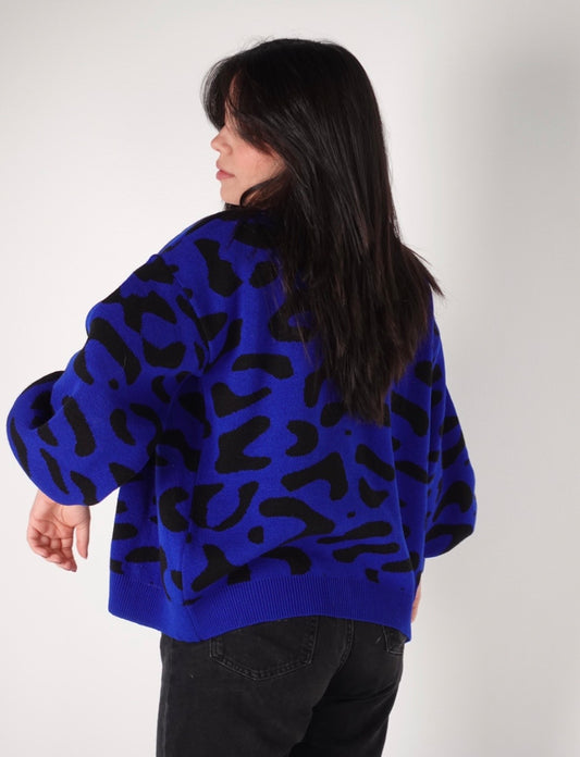 Cardigan animal print azul