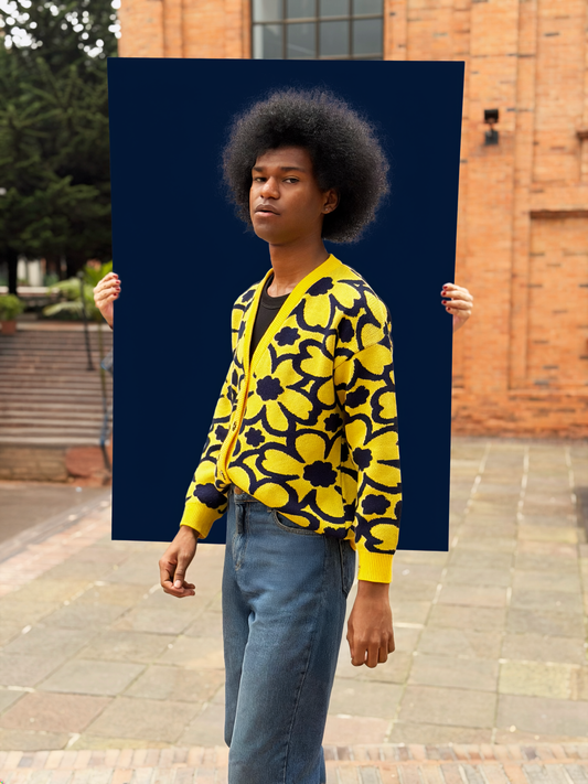 Cardigan flores amarillo
