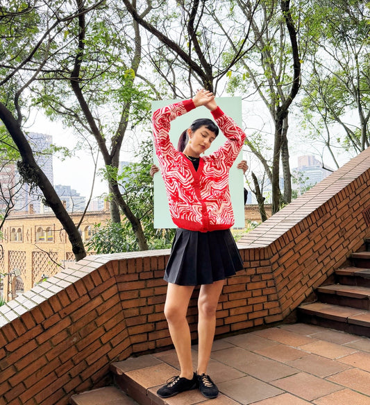 Cardigan estrella roja